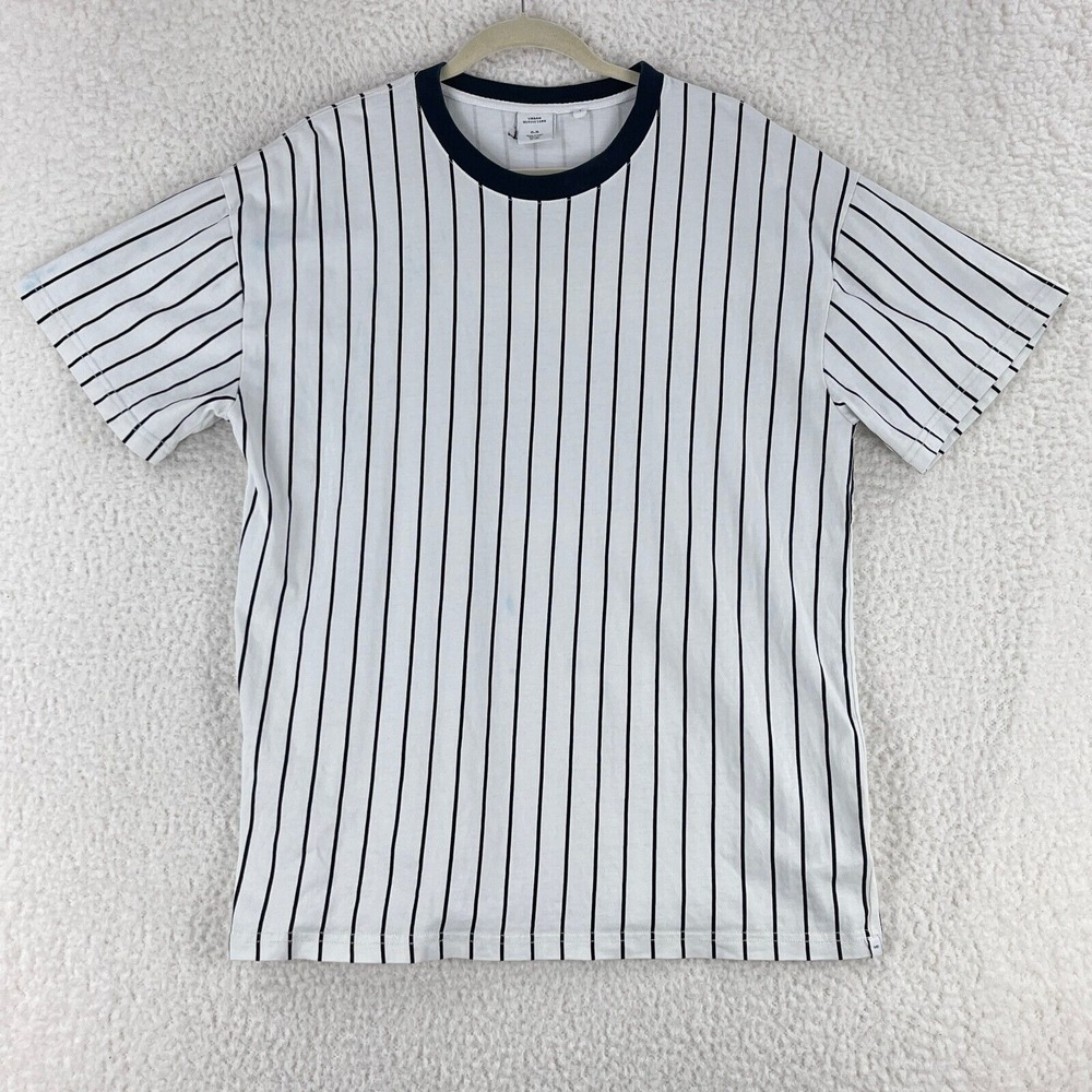 Urban Outfitters Blue White Striped Baseball‎ T-Shirt Mens Short Sleeve Size M